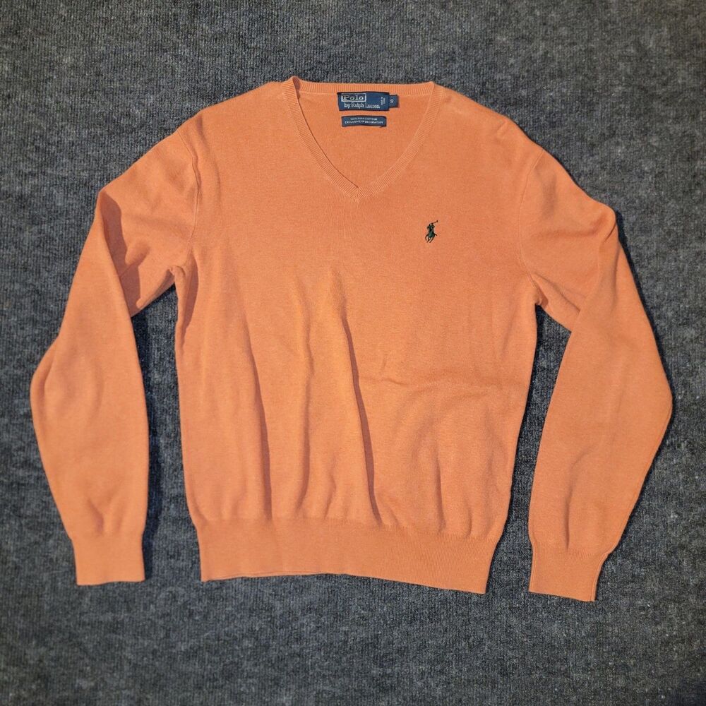 Burnt Orange Polo by Ralph Lauren Sweater Size Small Cotton Blend